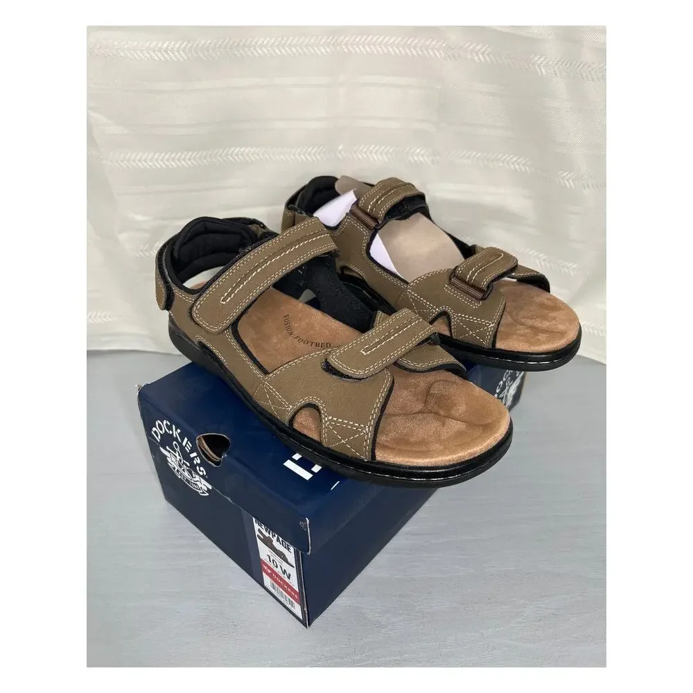 Dockers Newpage Quarter Strap Sandals Dark Tan Mens Size 10 Wide